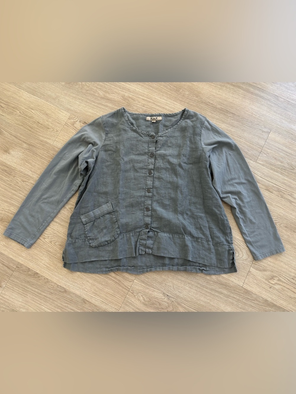 FLAX Gray Linen Blouse